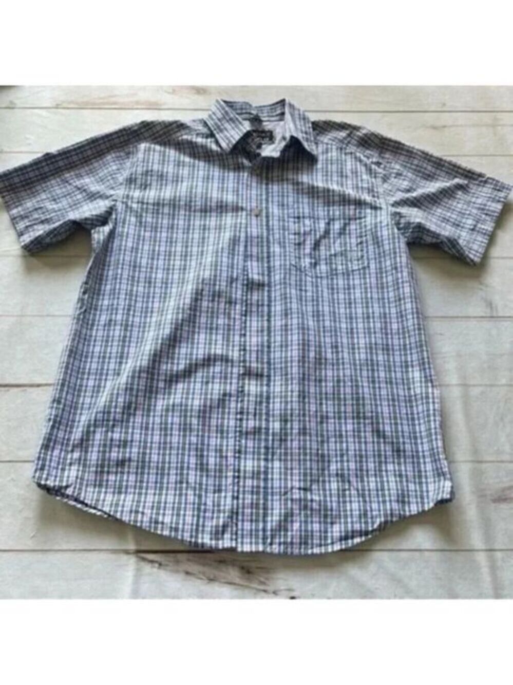 Ariat Pro Series Western Shirt Mens M Short Sleeve Blue Plaid Cowboy Rodeo Ranch